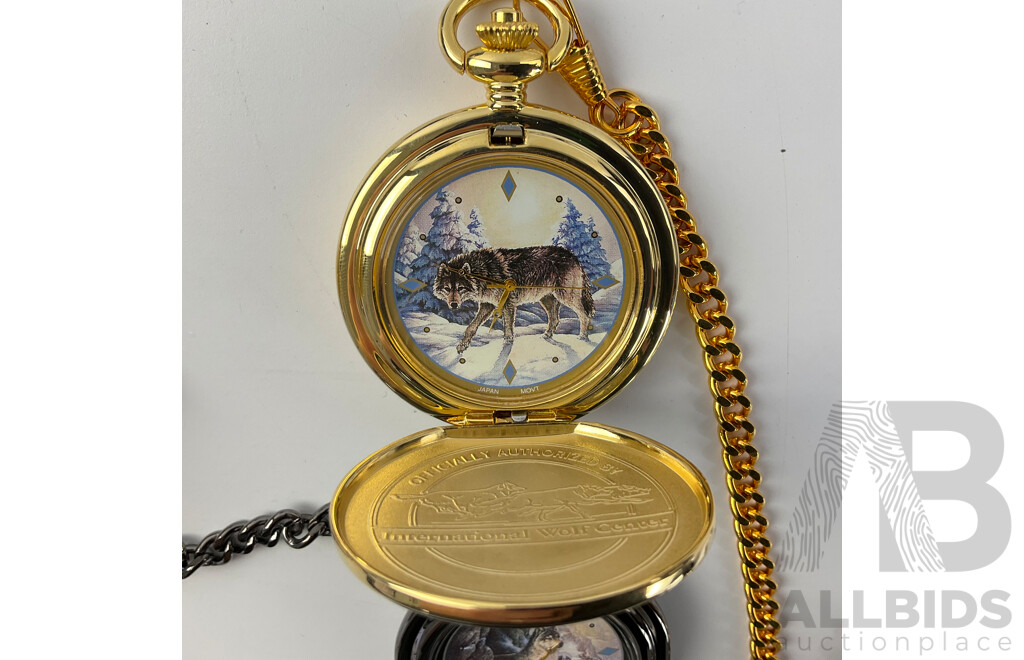 Franklin Mint Spirit of the Wolf Collector Pocket Watches