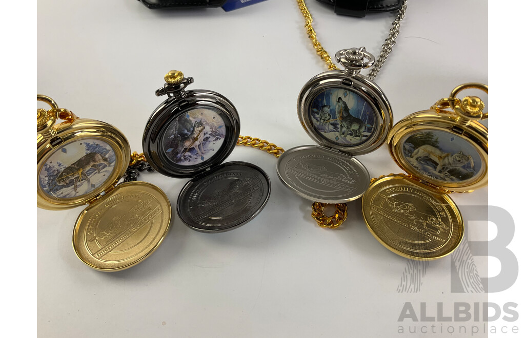 Franklin Mint Spirit of the Wolf Collector Pocket Watches