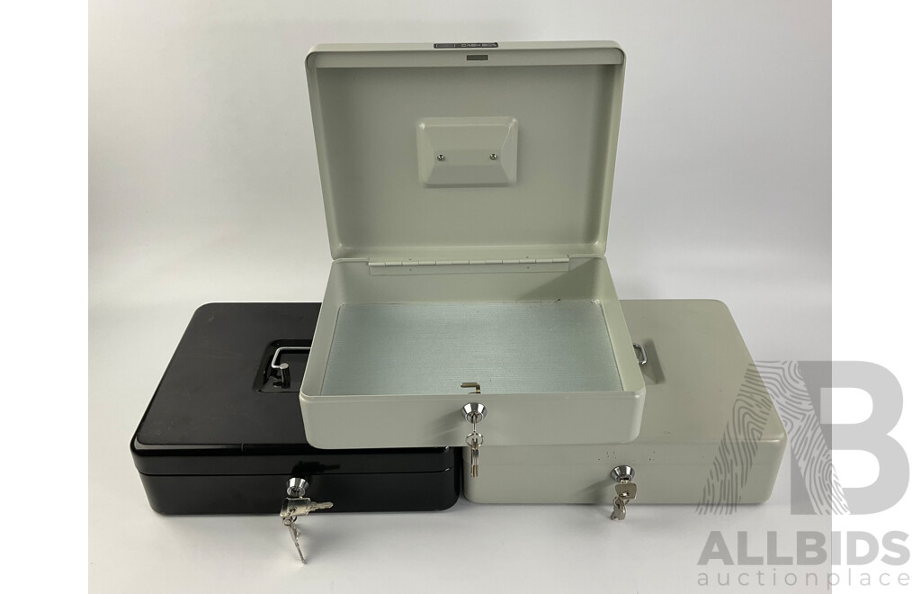 Three Steel Lockable Cash Boxes with Keys