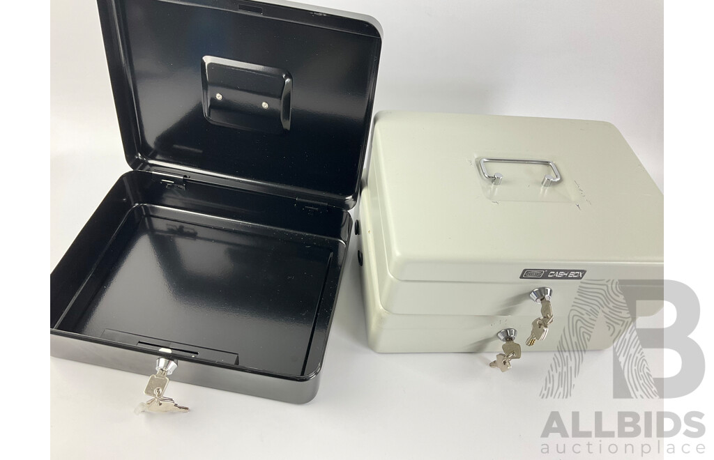 Three Steel Lockable Cash Boxes with Keys