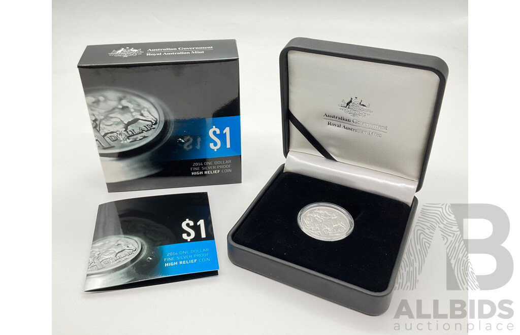 Australian RAM 2014 One Dollar Silver Proof High Relief Coin .999