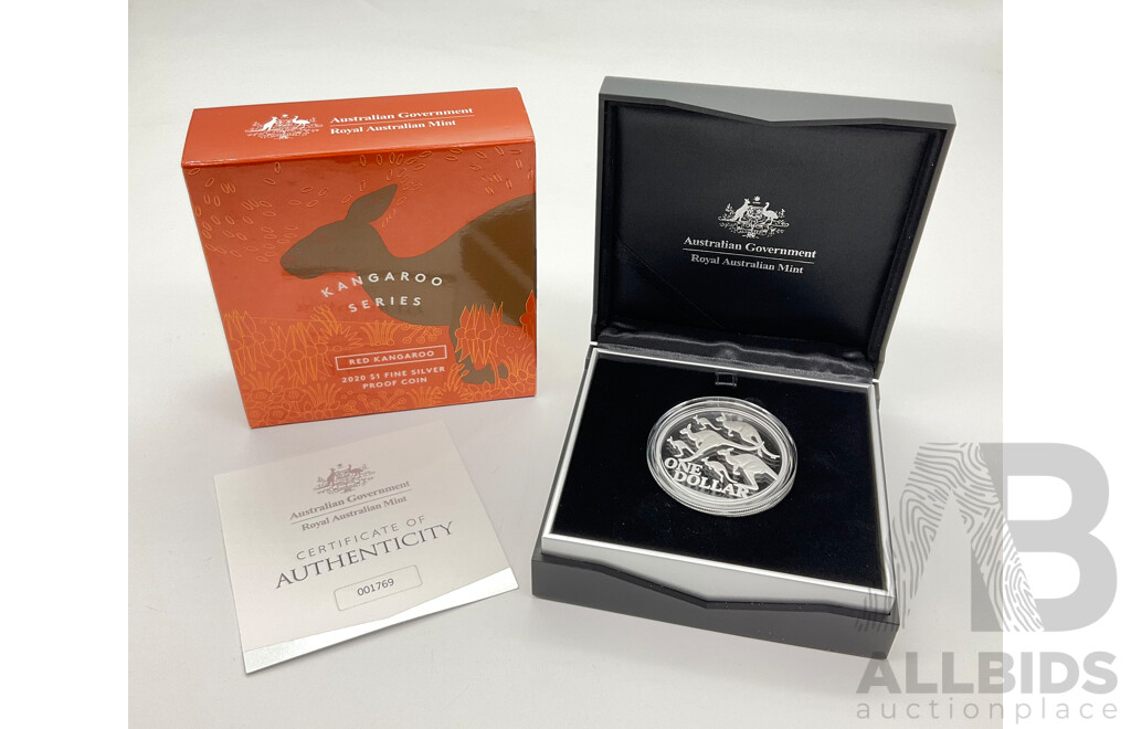 Australian RAM 2020 One Dollar Silver Proof Coin, Red Kangaroo .999