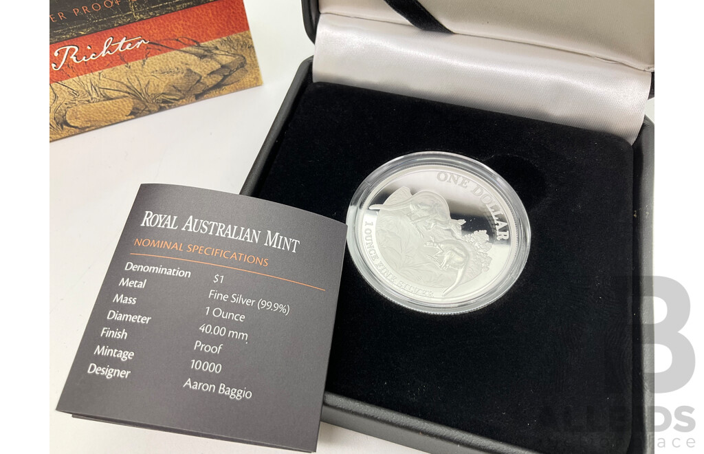 Australian RAM 2014 One Dollar Silver Proof Coin, Kangaroo Series, Explorer's First Sightings .999