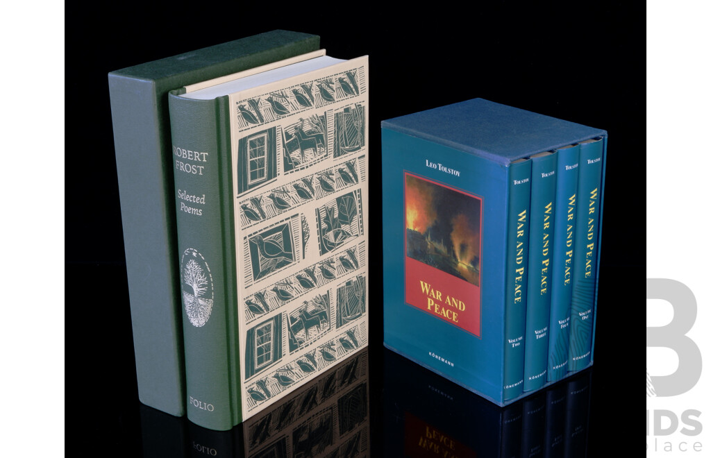 Robert Frost, Selected Folio Society, 2010, Hardcover, Along with Tolstoy, War and Peace, Four Hardcover Volumes with Dust Jackets in Slip Case, Konemann, 1999