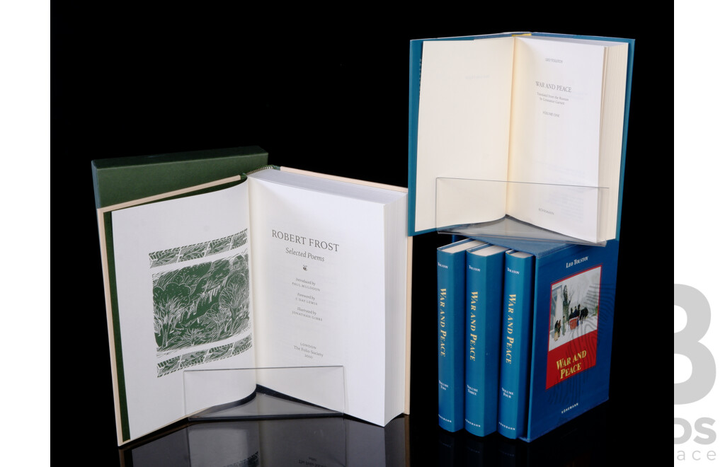 Robert Frost, Selected Folio Society, 2010, Hardcover, Along with Tolstoy, War and Peace, Four Hardcover Volumes with Dust Jackets in Slip Case, Konemann, 1999