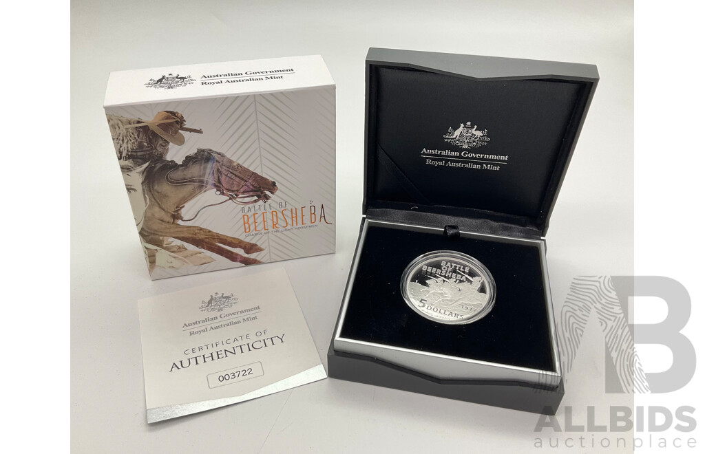 Australian RAM 2017 Five Dollar Silver Proof Coin, Battle of Beersheba .999