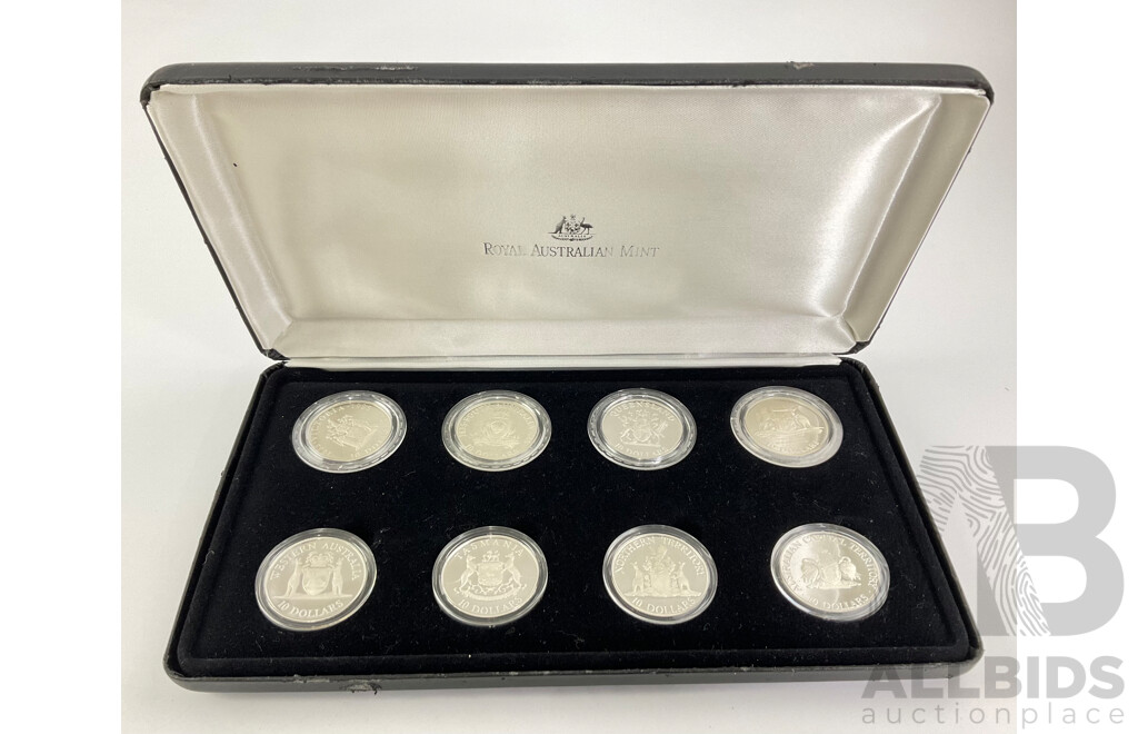 Australian RAM Ten Dollar Proof Coins State Series Collection 1985-1993