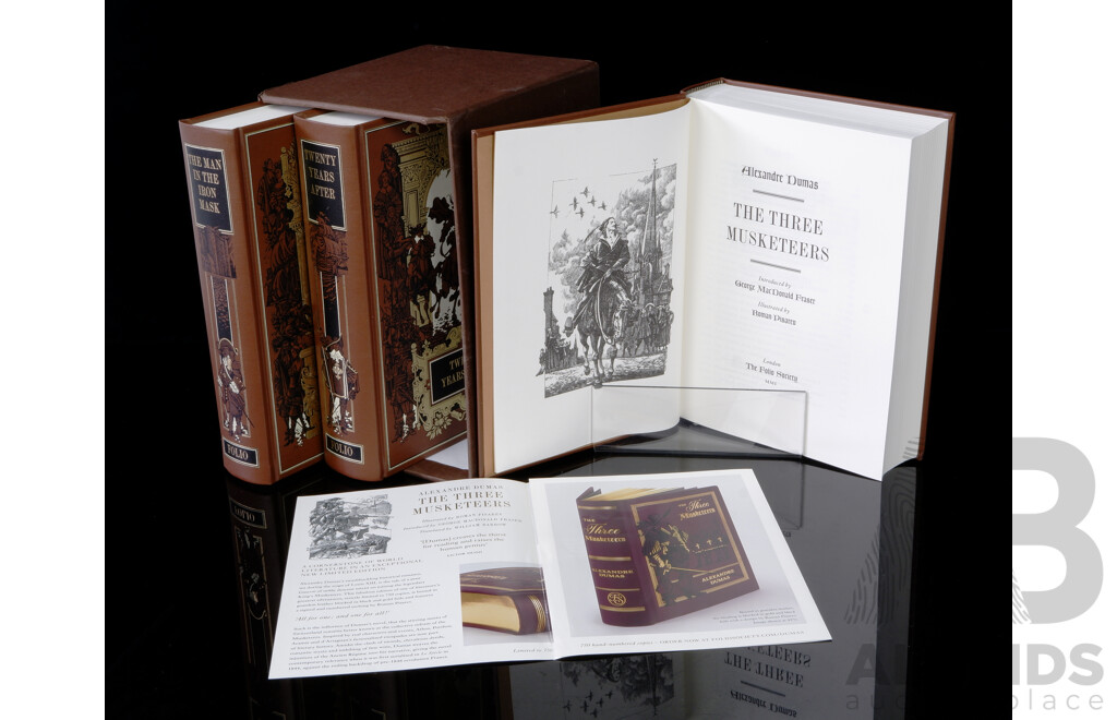 Alexander Dumas, The Man in the Iron Mask, the Three Musketeers & Twenty Years After, Folio Society, 2001, Three Volume Hardcover Set in Slipcase