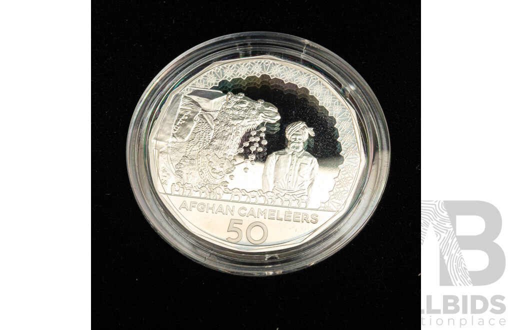 Australian RAM 2019 Silver Proof Fifty Cent Coin, Pioneers of Inland Transport, Afghan Cameleers .999
