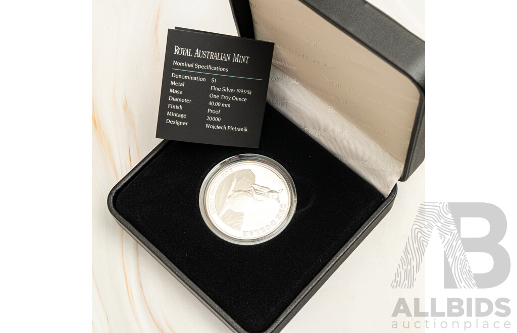 Australian RAM 2012 Silver Proof One Dollar Coin, Kangaroo Series .999