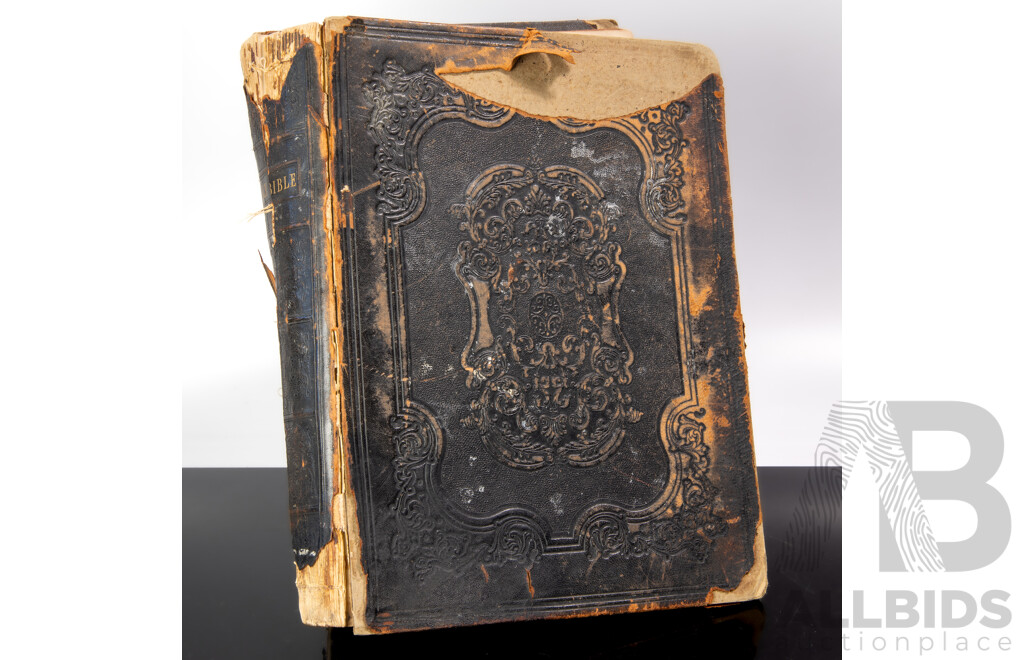 Antique Volume, the Holy Bible, George E B Eyre & William Spottiswoode, 1883, Embossed Leather Bound Hardcover
