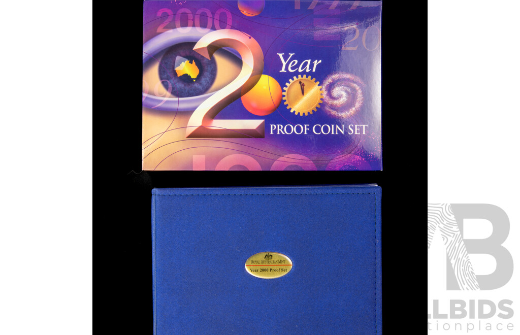 Australian RAM 2000 Six Proof Coin Set with Coloured Fifty Cent Millennium Year