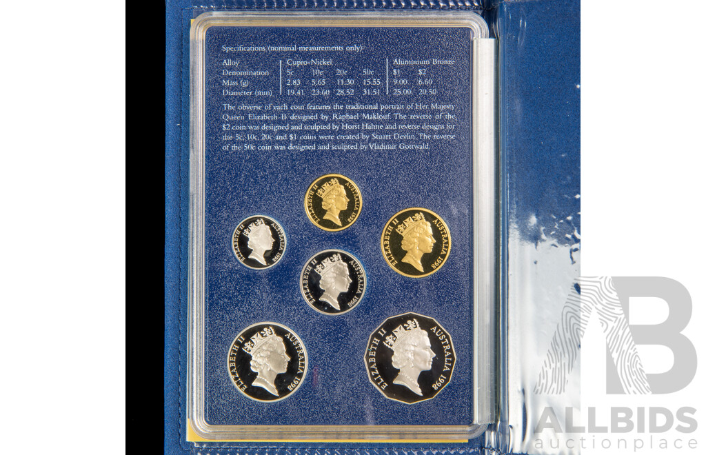 Australian RAM 1998 Six Proof Coin Set, Bass Flinders Including Commemorative Fifty Cent Coin