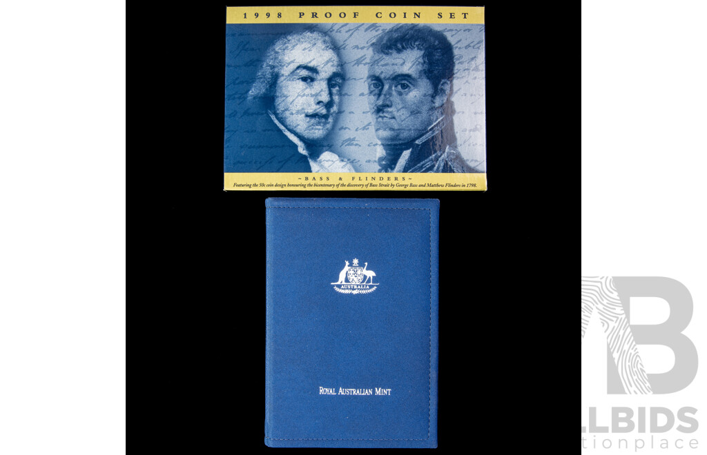 Australian RAM 1998 Six Proof Coin Set, Bass Flinders Including Commemorative Fifty Cent Coin