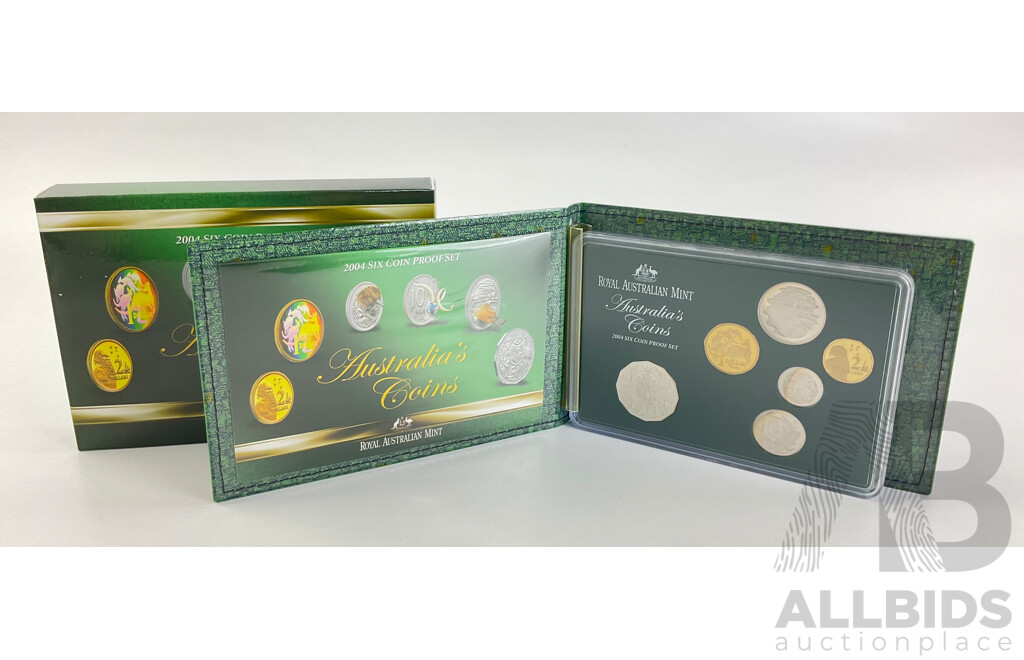 Australian RAM 2004 Six Proof Coin Set, with Holographic One Dollar Coin