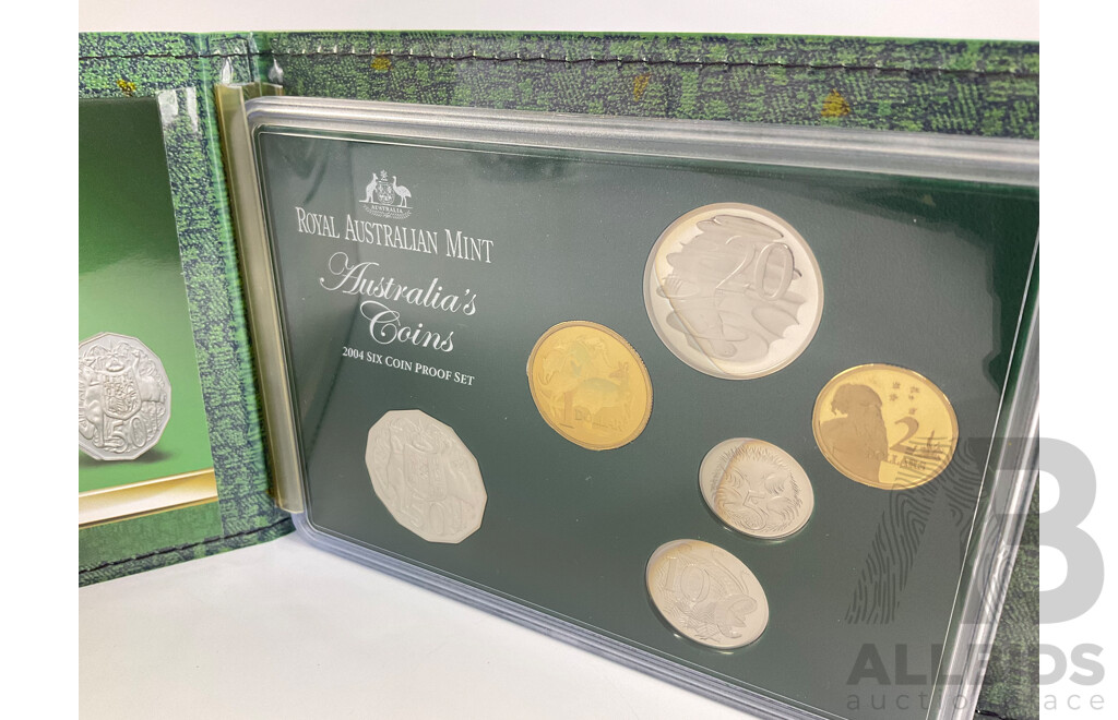 Australian RAM 2004 Six Proof Coin Set, with Holographic One Dollar Coin