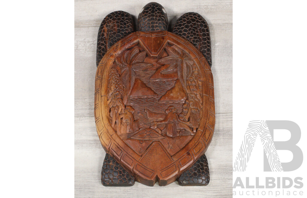 Carved Timber Wall Mount Tiurtle Figure by Hiram I
