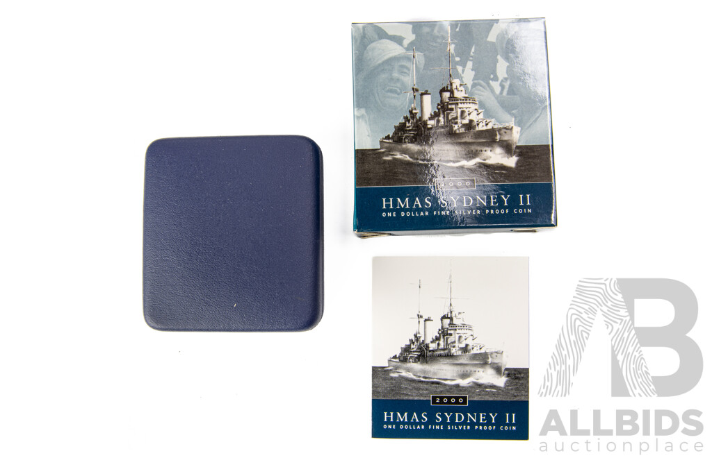 Australian RAM 2000 Silver Proof One Dollar Coin, HMAS Sydney II .999
