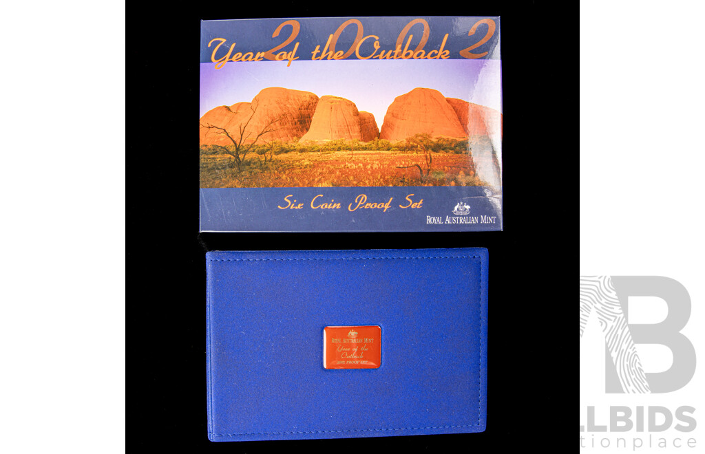 Australian RAM 2002 Six Coin Proof Set, Year of the Outback Including Coloured One Dollar and Commemorative Fifty Cent Coin