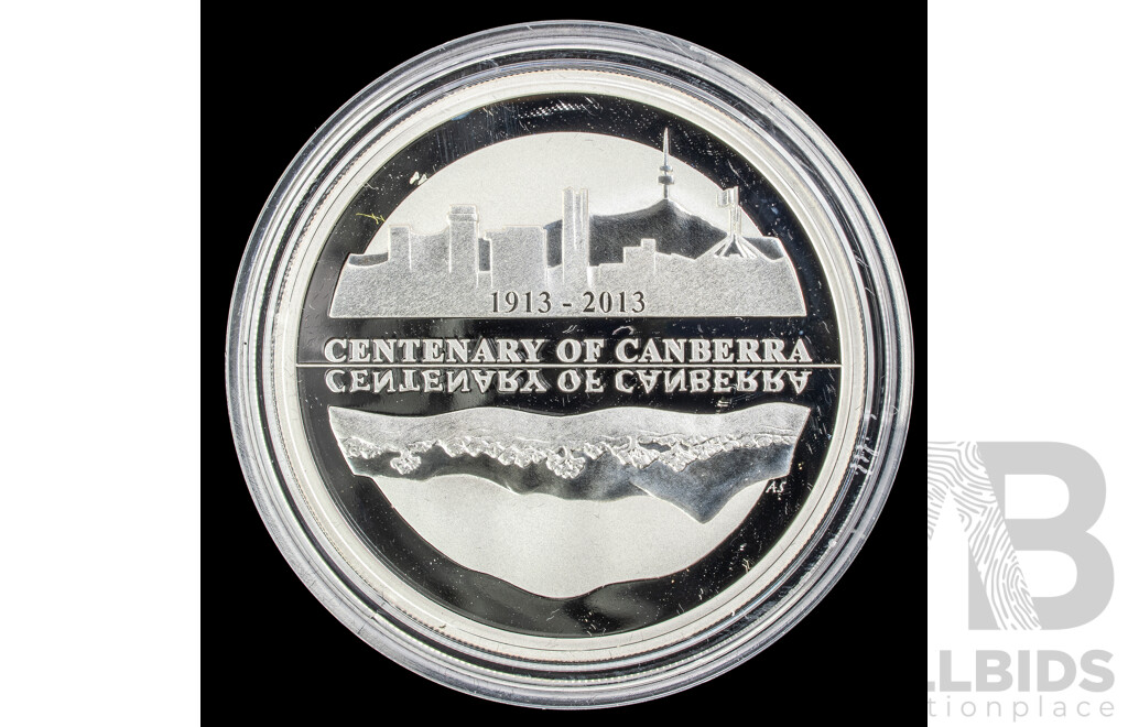 Australian RAM 2013 Silver Five Dollar Coin, Centenary of Canberra .999 with UNC Twenty Cent