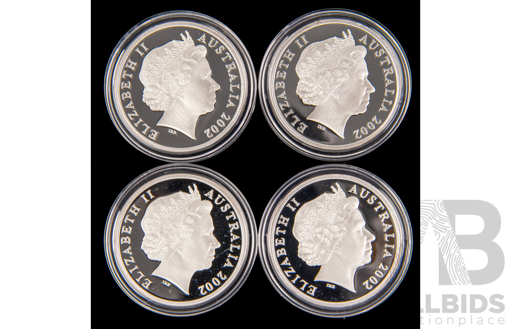 Australian RAM 2002 Masterpieces in Silver Four Silver Five Dollar Coin Set, Voyages Into History .999