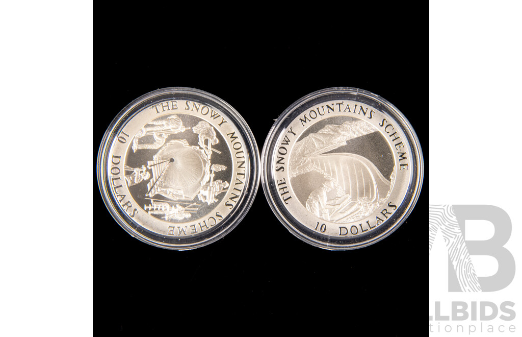 Australian RAM 1999 Silver Ten Dollar Coins of the Snowy Mountains Scheme .999