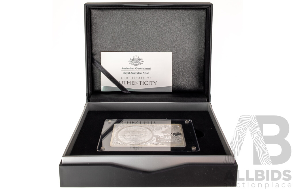 Australian RAM 2018 Silver One Dollar Coin and Bar Set, 25th Anniversary of the Silver Kangaroo .999