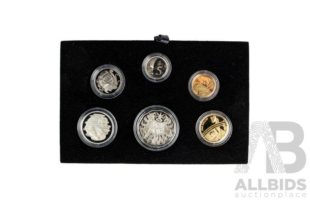 Australian RAM 2019 Six Proof Coin Set, Fiftieth Anniversary of the Moon Landing, Commemorative One Dollar and Five Cent