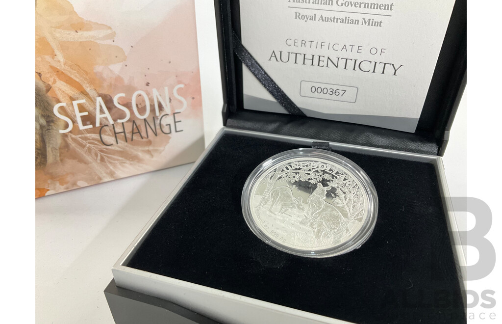 Australian RAM 2019 One Dollar Silver Proof Coin, Kangaroo Series, Seasons Change .999