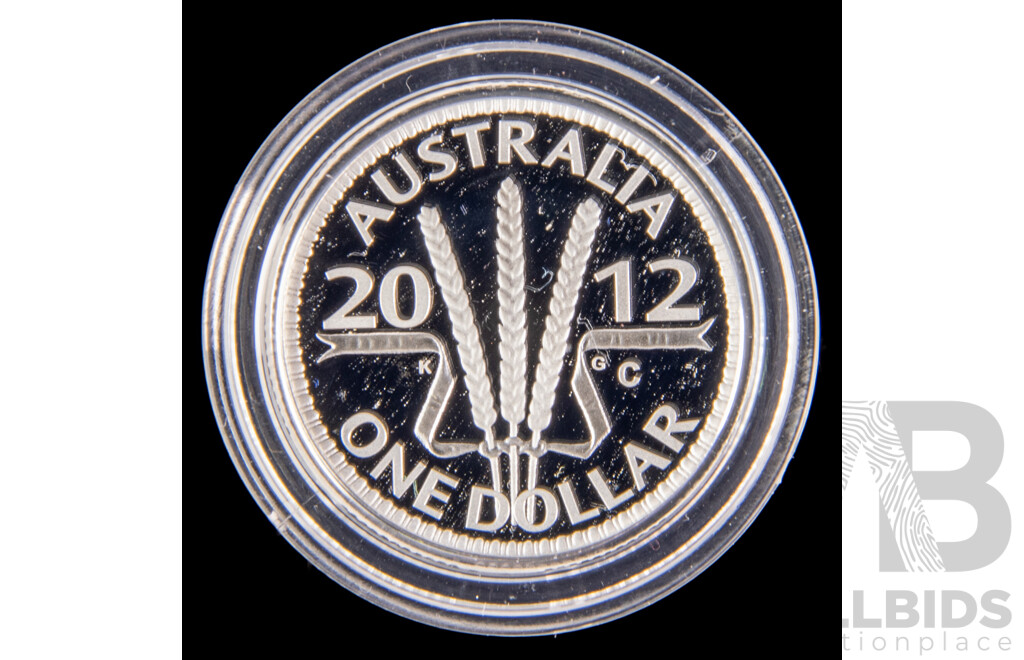 Australian RAM 2012 Silver Proof One Dollar Coin, Wheat Sheaf Dollar .999