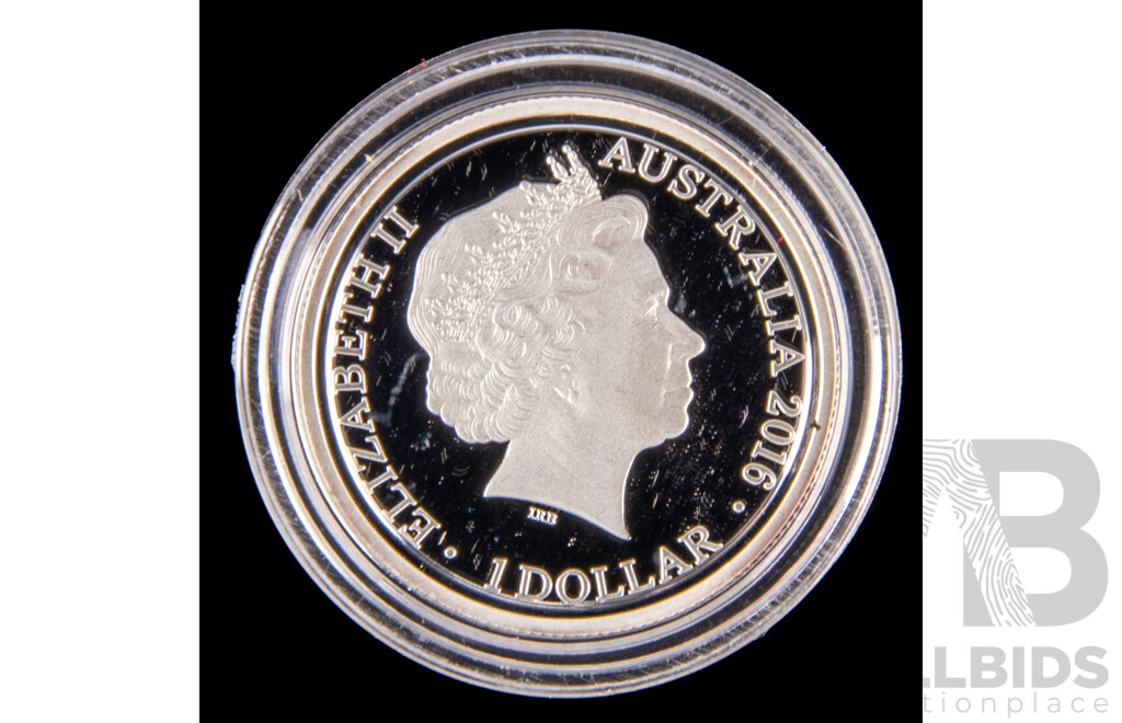 Australian RAM 2016 One Dollar Silver Proof Coin, Kangaroo at Sunset .999