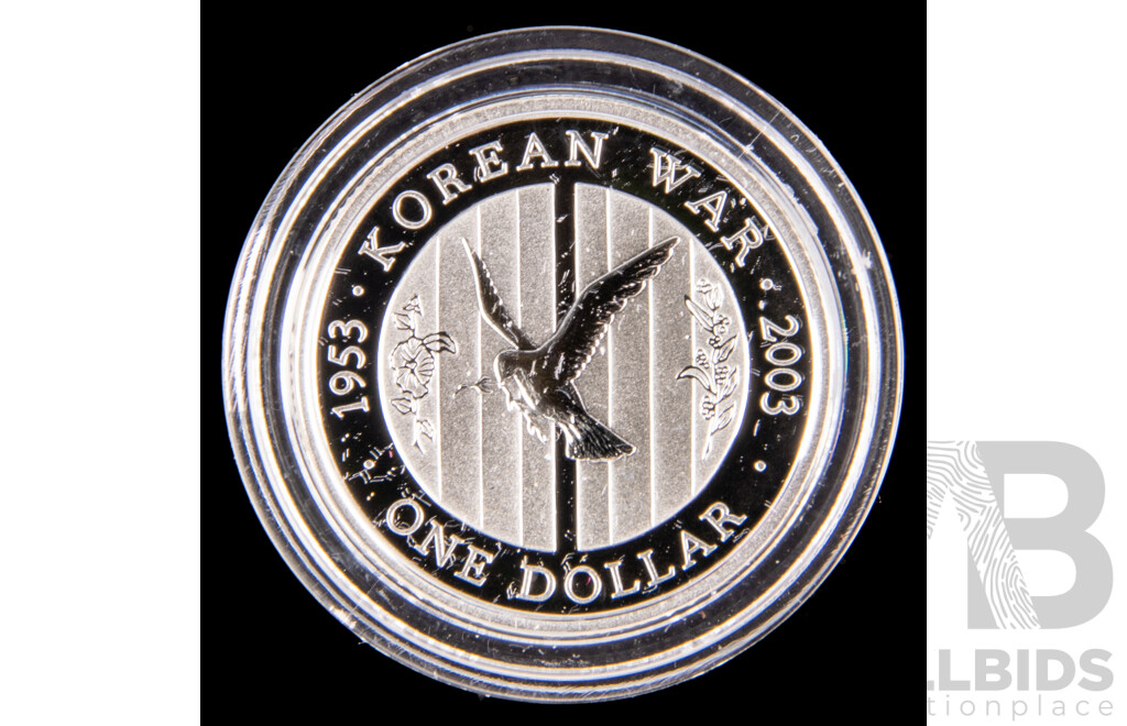 Australian RAM 2003 Silver One Dollar Coin, 50th Anniversary of the End of the Korean War .999