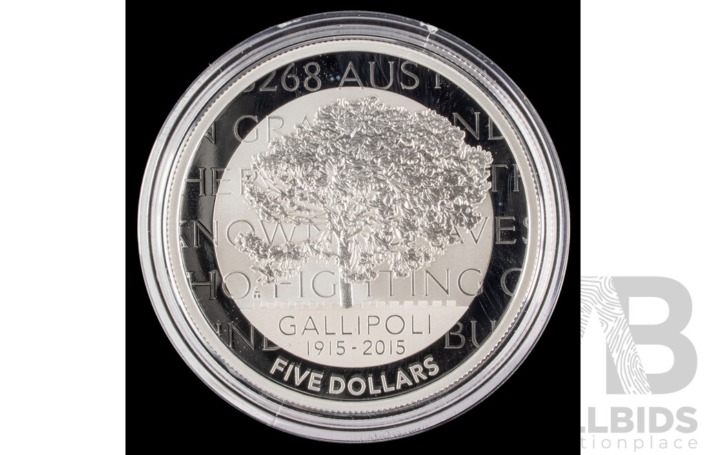 Australian RAM 2015 Silver Five Dollar Coin, Centenary of the Gallipoli Landing .999