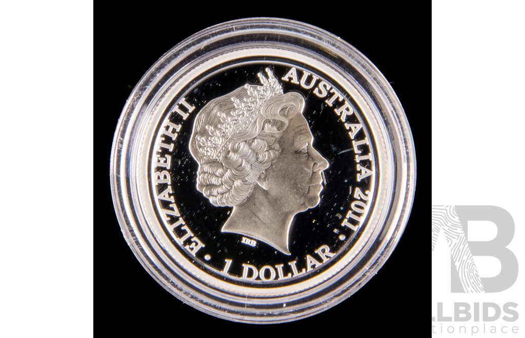 Australian RAM 2011 Silver Proof One Dollar Coin, Kangaroo at Sunset .999
