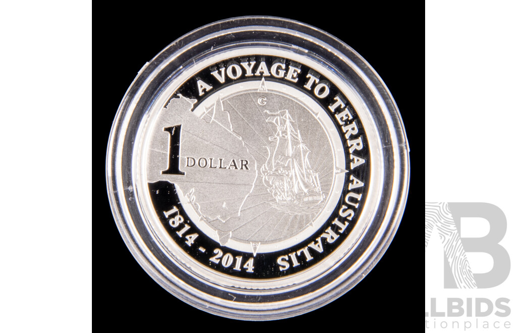 Australian RAM 2014 Silver Proof One Dollar Coin, A Voyge to Terra Australis .999