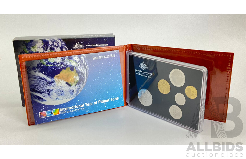 Australian RAM 2008 Six Coin Proof Set Including Commemorative One Dollar International Year of Planet Earth