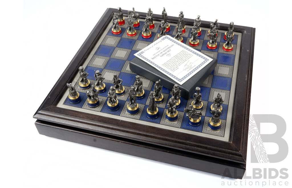 The Waterloo Museum Battle of Waterloo Chess Set by Franklin Mint Comprising Board and All Pieces