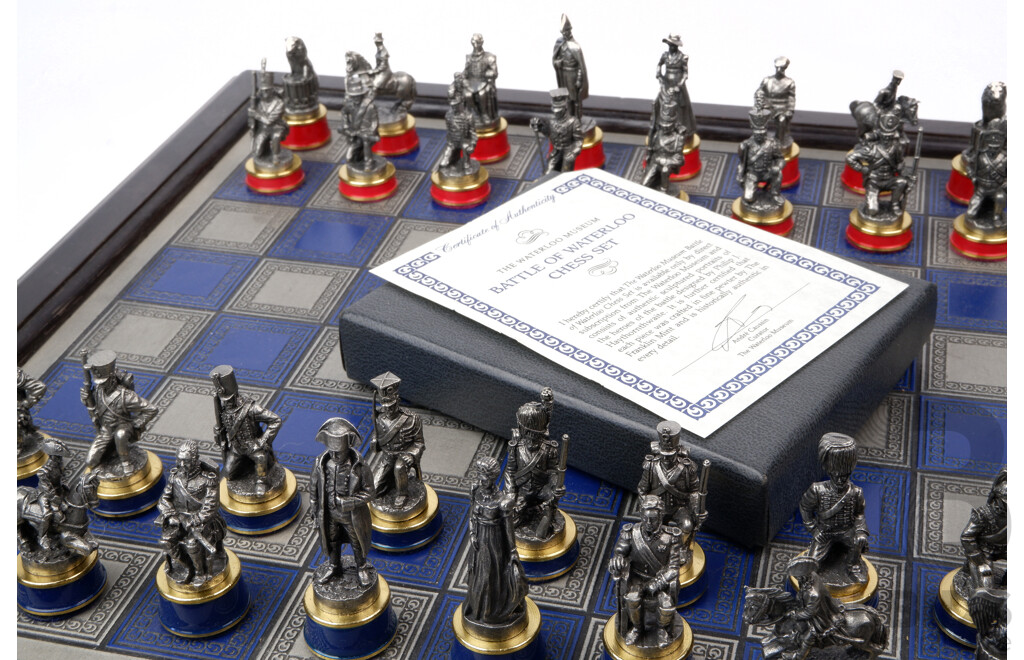 The Waterloo Museum Battle of Waterloo Chess Set by Franklin Mint Comprising Board and All Pieces