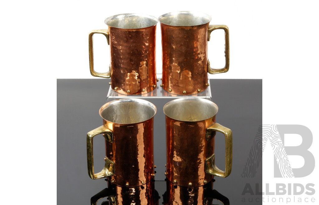 Set Four Retro Copper and Brass Tankards by Bergzi Australia