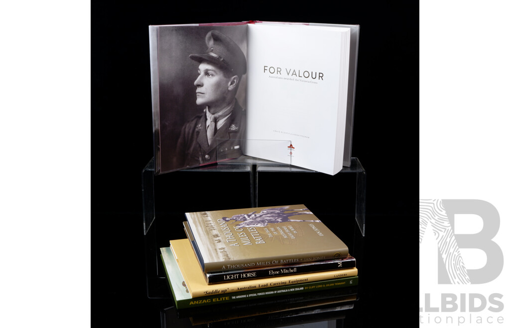 Collection FIve Books Relating to Australian Military History Including for Valour, Australians Awarded the Victoria Cross and More