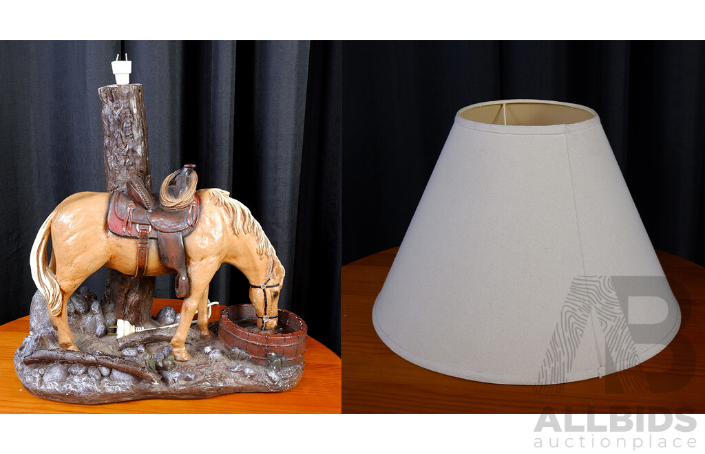 Large Ceramic Drinking Horse Table Lamp