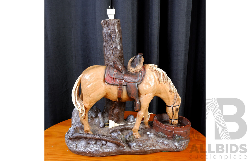 Large Ceramic Drinking Horse Table Lamp