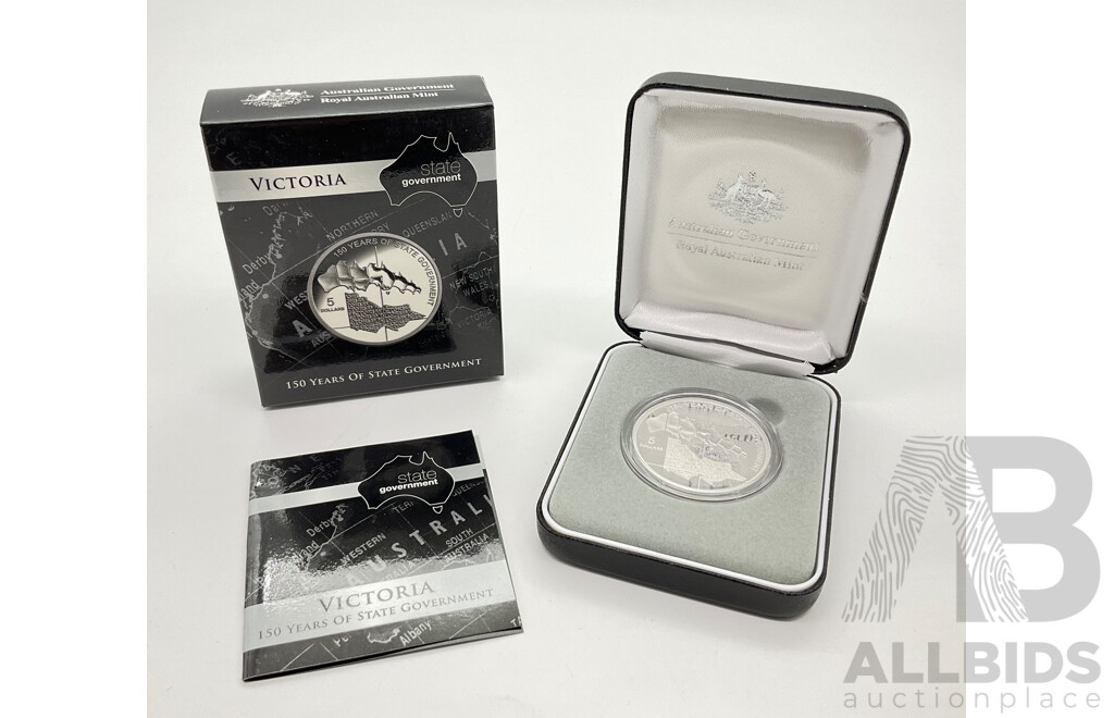 Australian RAM 2006 Commemorative Silver Five Dollar Coin, 150 Years of State Government - Victoria .999