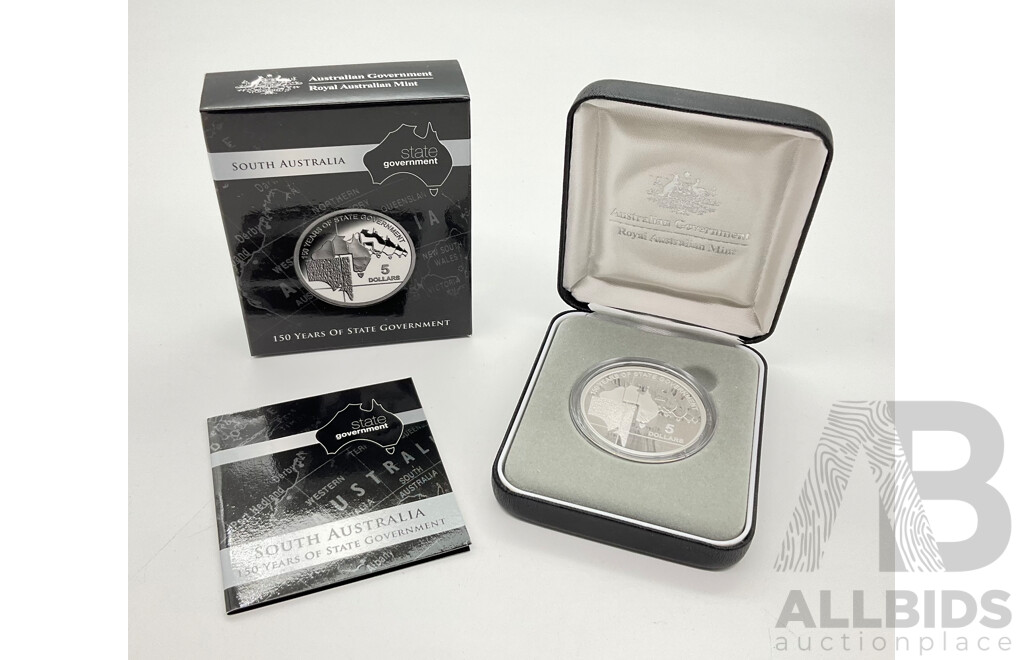 Australian RAM 2007 Commemorative Silver Five Dollar Coin, 150 Years of State Government - South Australia .999