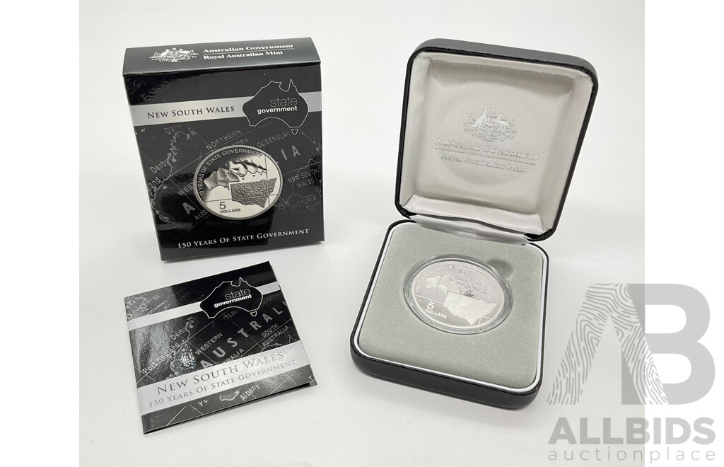 Australian RAM 2006 Commemorative Silver Five Dollar Coin, 150 Years of State Government - New South Wales .999