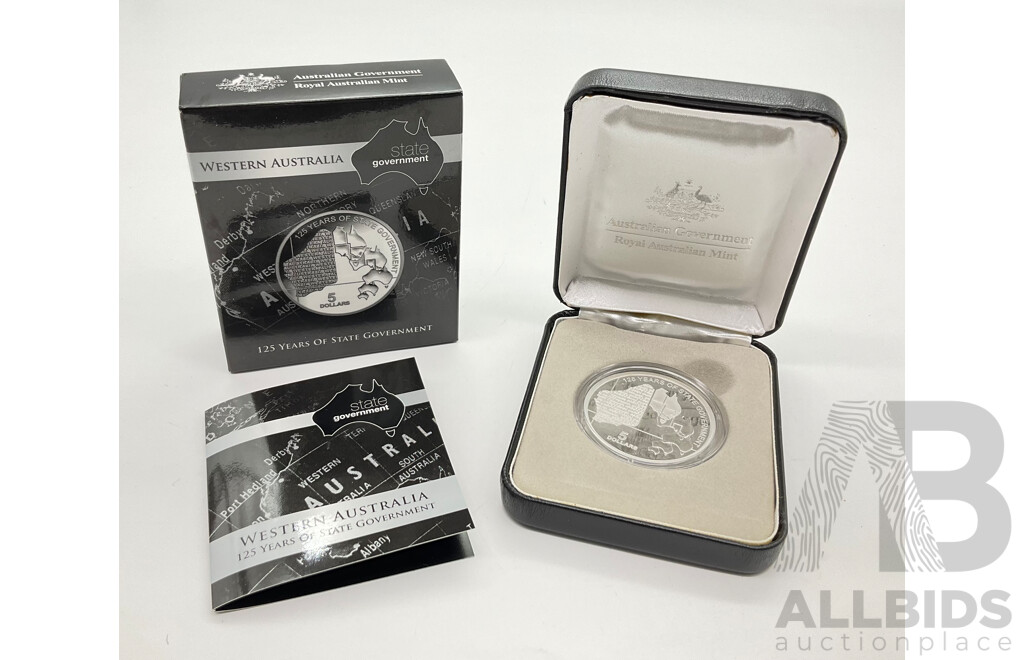 Australian RAM 2015 Commemorative Silver Five Dollar Coin, 125 Years of State Government - Western Australia .999