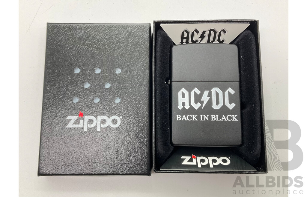 Zippo Lighter in Original Case, AC/DC Back in Black, Made in USA