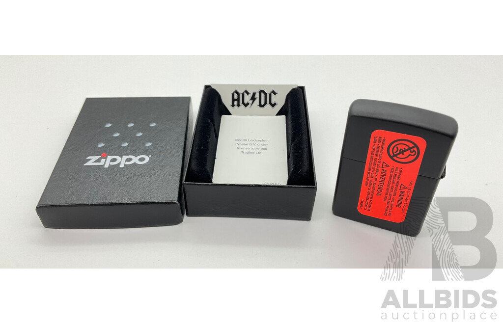 Zippo Lighter in Original Case, AC/DC Back in Black, Made in USA