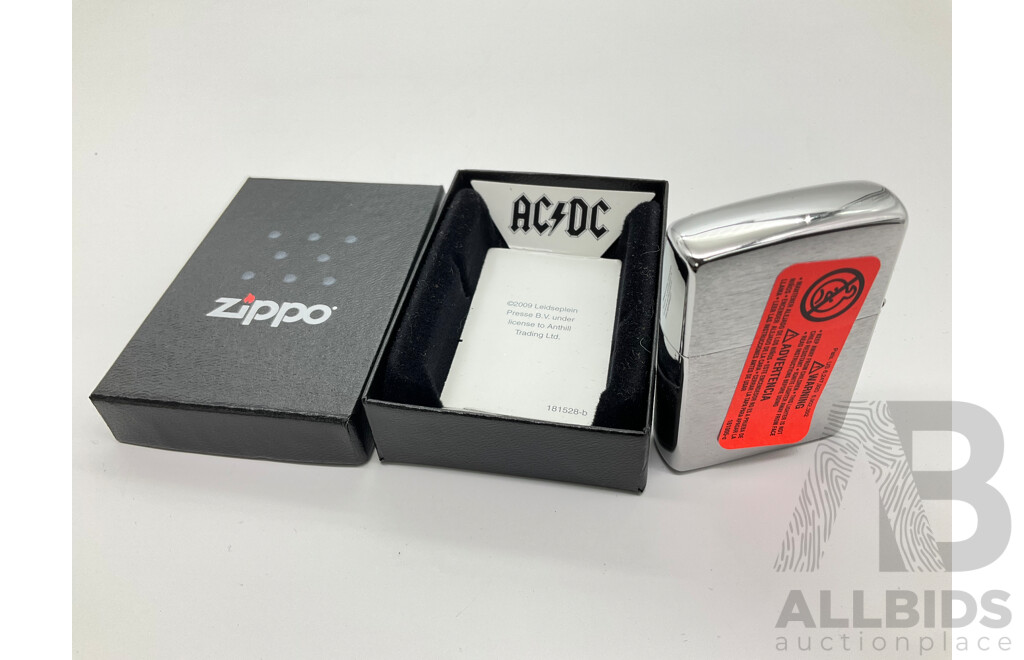 Zippo Lighter in Original Case, AC/DC Flames, Made in USA