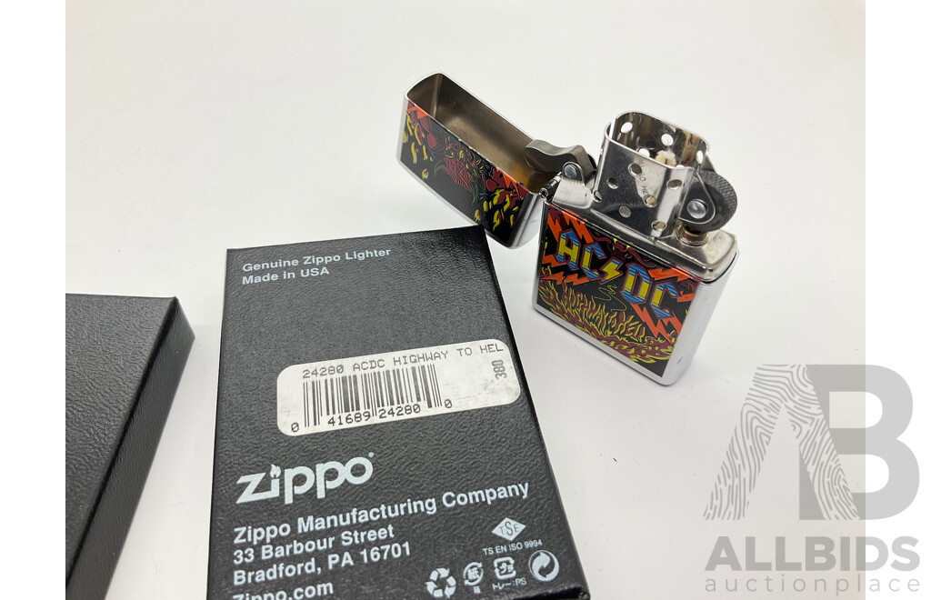 Zippo Lighter in Original Case, AC/DC Highway to Hell, Made in USA